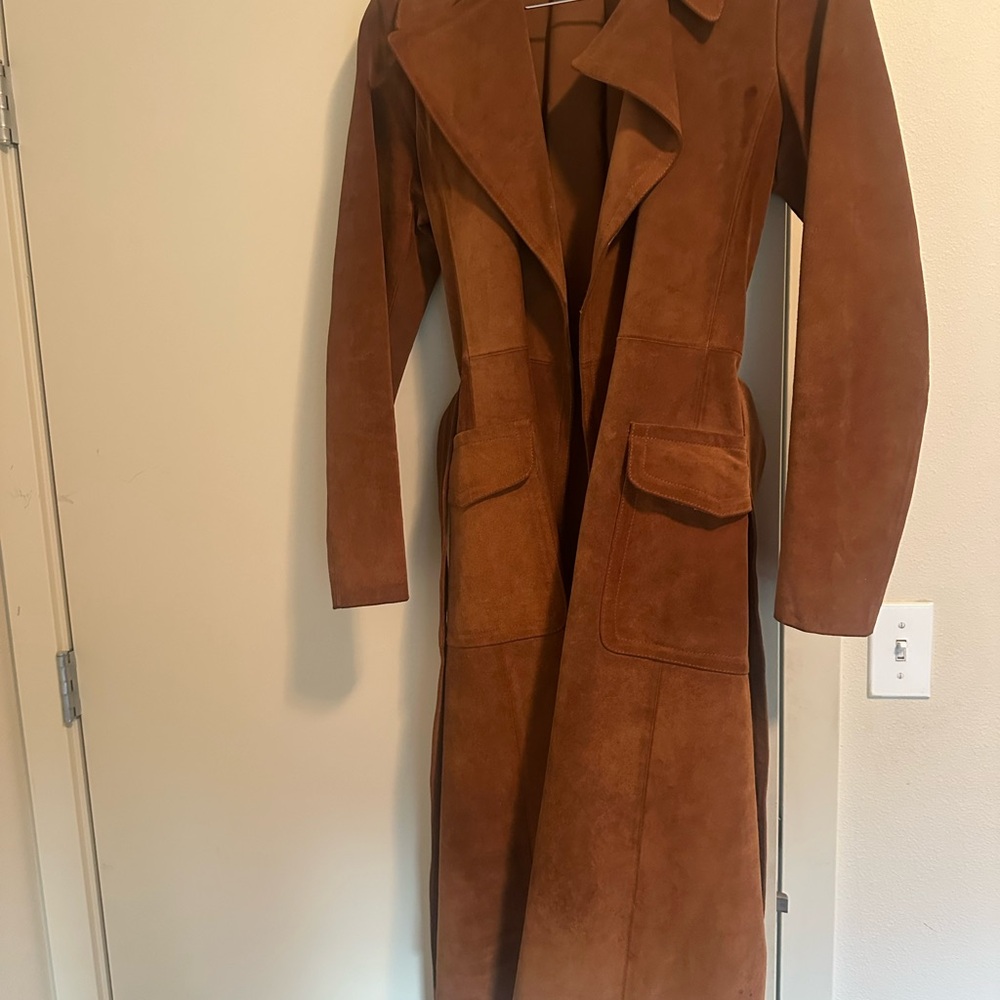 Michael Kors Brown Suede Trench Coat - Picture 3 of 5